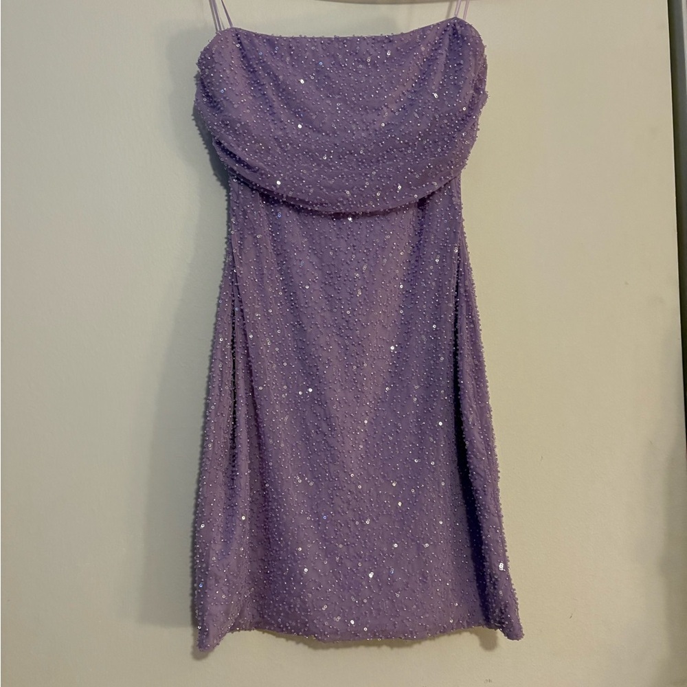 Windsor Strapless Lavender Sequin Dress